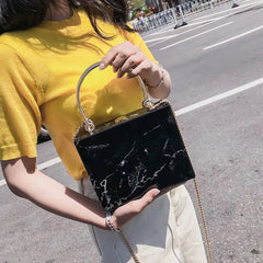 Marble Box Evening Clutch Handbag Chain Messenger Bag