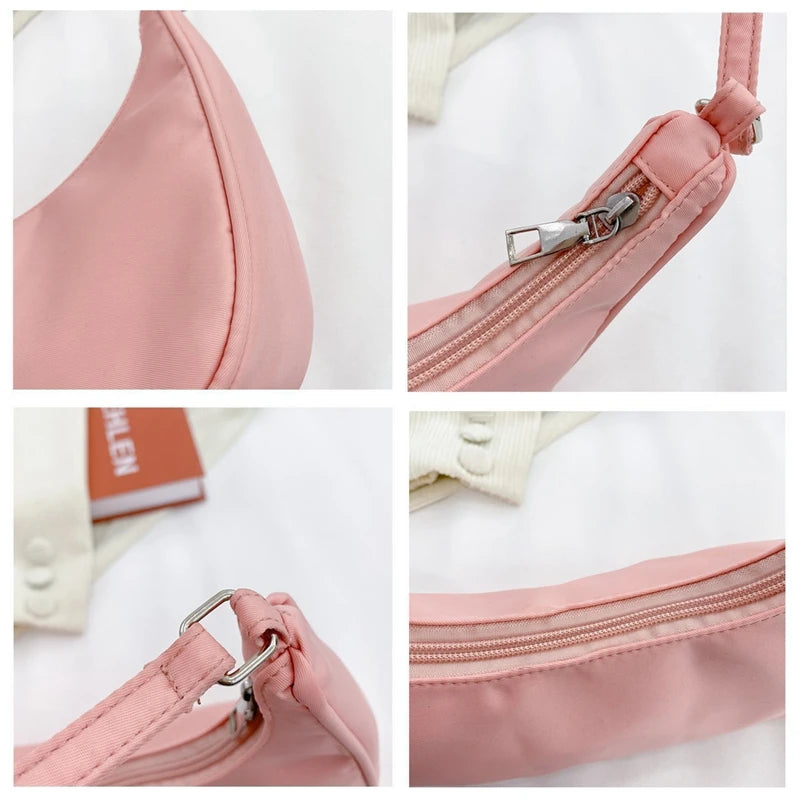 Nylon Casual Dumpling Women Handbag Lightweight Solid Underarm Bags Multicolor