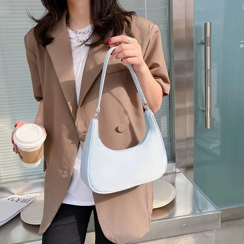 Nylon Casual Dumpling Women Handbag Lightweight Solid Underarm Bags Multicolor