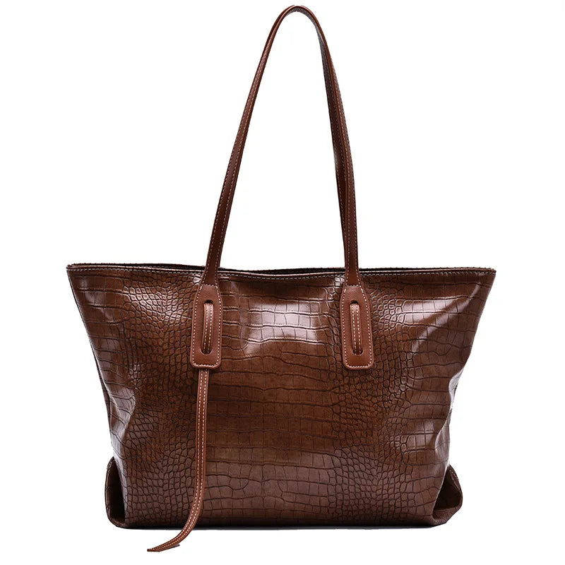 Women's Large Capacity Tote Bag Striped Shoulder Shopping Bag