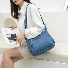 Women's Waterproof Nylon Shoulder Bag Zipper Crossbody Purse