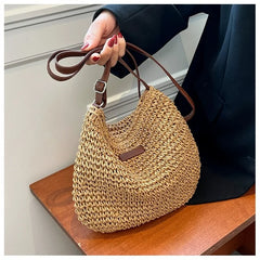 Women's Summer Straw Crossbody Bag Beach Holiday Woven Shoulder Handbag