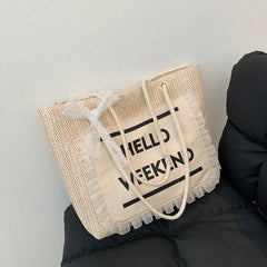 Summer Straw Crossbody Bag Women Beach Holiday Woven Shoulder Handbag