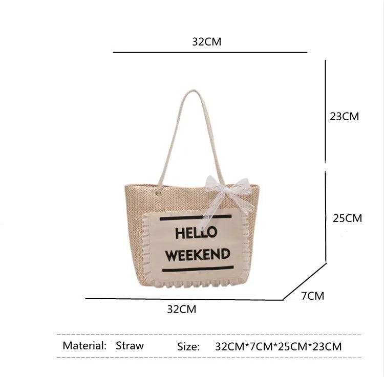 Summer Straw Crossbody Bag Women Beach Holiday Woven Shoulder Handbag