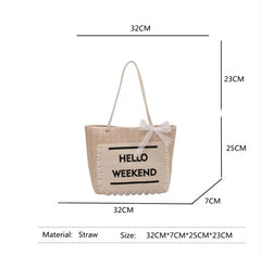 Summer Straw Crossbody Bag Women Beach Holiday Woven Shoulder Handbag