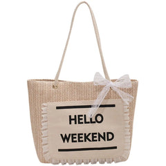 Summer Straw Crossbody Bag Women Beach Holiday Woven Shoulder Handbag