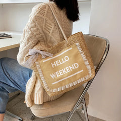 Summer Straw Crossbody Bag Women Beach Holiday Woven Shoulder Handbag