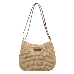 Summer Straw Crossbody Bag for Women, Beach Holiday Woven Shoulder Handbag