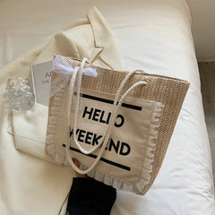 Summer Straw Crossbody Bag Women Beach Holiday Woven Shoulder Handbag