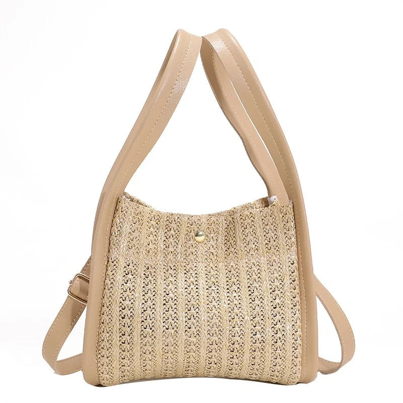 Summer Straw Crossbody Bag Women Casual Holiday Shopping Woven Shoulder Handbag