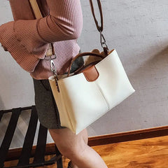 Green Leather Shoulder Bag Short Handles Women's Handbag Large Capacity