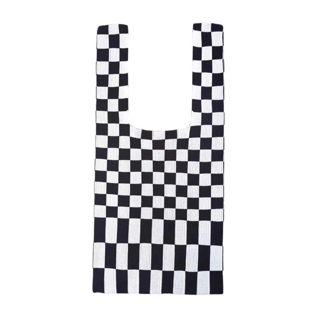 Grid PatternKnitting Shoulder Bag Women Handbag Causal Women's Handbag