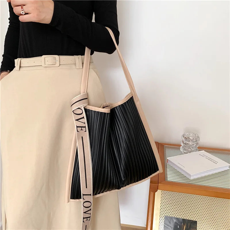 Pleated Tote Bag Women Handbags Large Capacity Fold Handbag