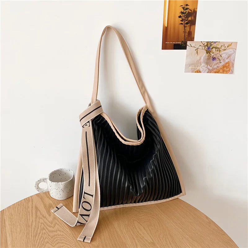 Pleated Tote Bag Women Handbags Large Capacity Fold Handbag