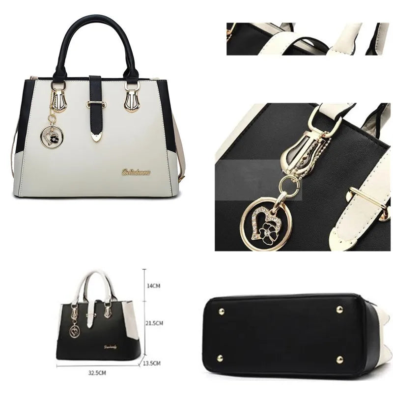 Patchwork Shoulder Office Work PU Leather Bag Female Casual Solid Bags