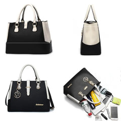 Patchwork Shoulder Office Work PU Leather Bag Female Casual Solid Bags