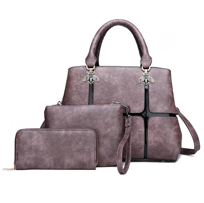 Ladies Hand Bags 3-Piece Set Stylish Women's Handbag