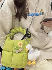 Corduroy Handbag with Warm Duvet Pocket