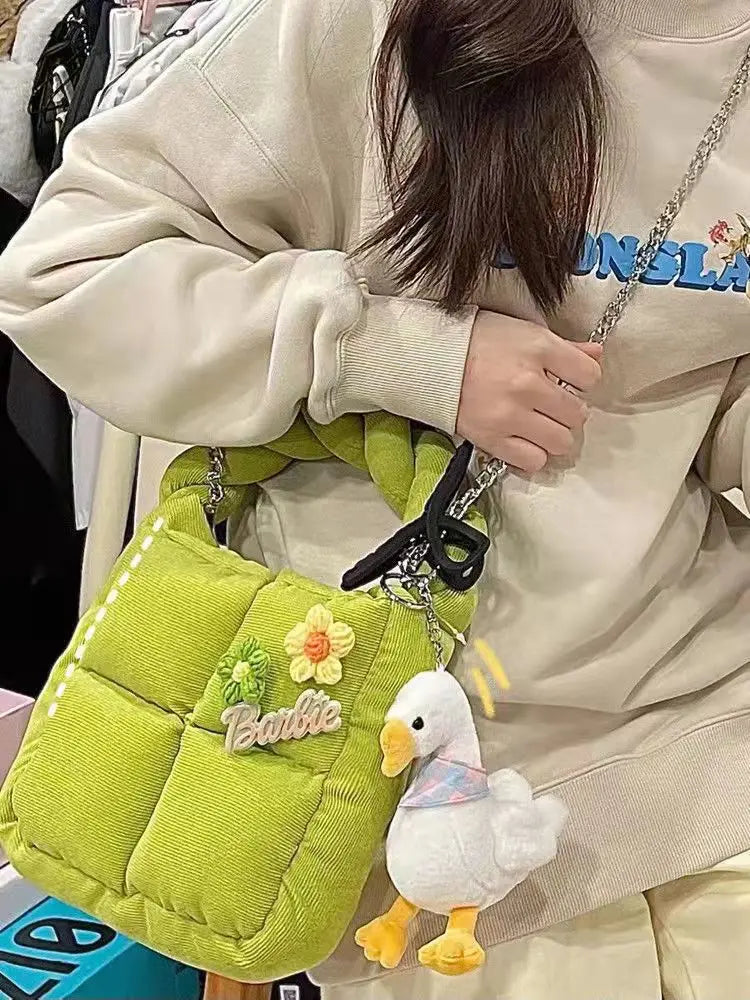 Corduroy Handbag with Warm Duvet Pocket