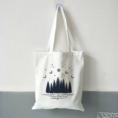 Dark Forest Print Canvas Tote Bag for Women Eco Reusable Shopper Bags