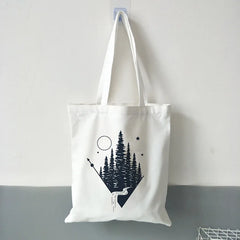 Dark Forest Print Canvas Tote Bag for Women Eco Reusable Shopper Bags