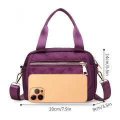 Vintage Canvas Checker Crossbody Shoulder Bag Women Large Capacity