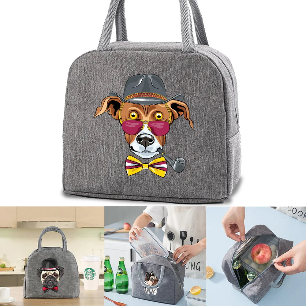 Dog Print Insulated Cooler Lunch Bag for Men and Women