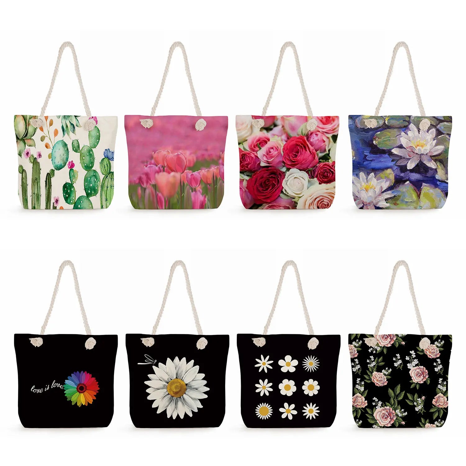 Large Capacity Floral Print Tote Shoulder Bag
