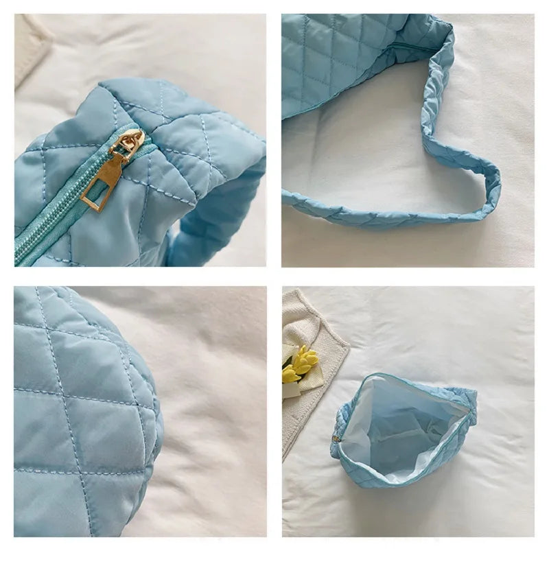 Ladies Quilted Puff Cross Shoulder Bag Winter Crossbody Underarm Purse