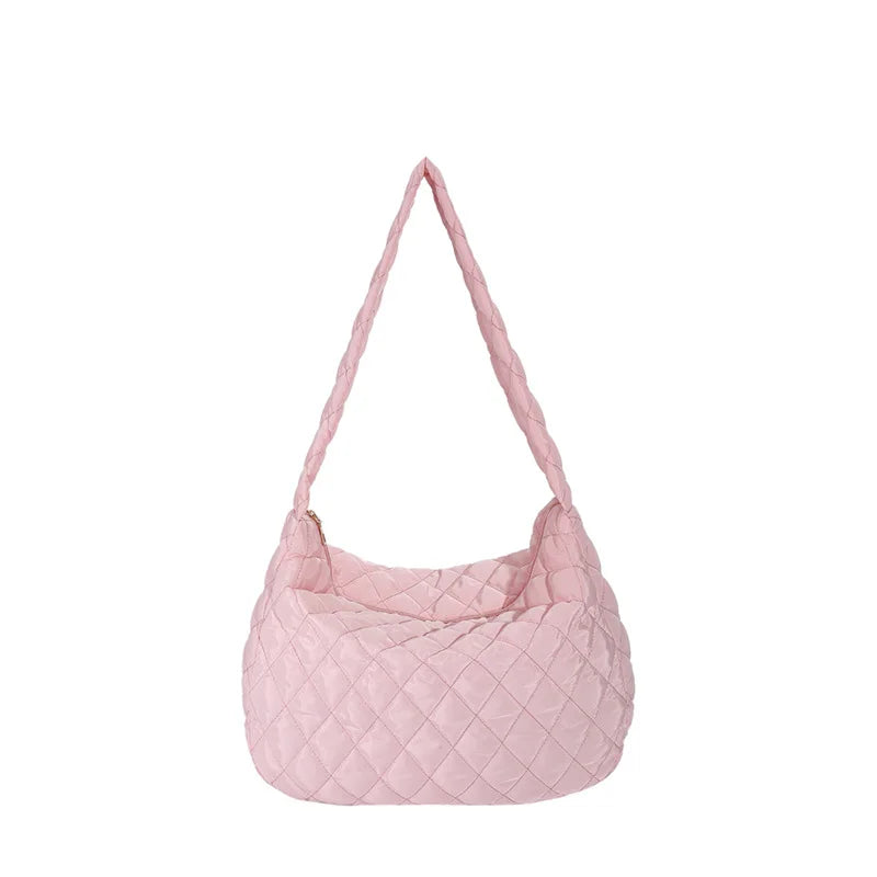 Ladies Quilted Puff Cross Shoulder Bag Winter Crossbody Underarm Purse