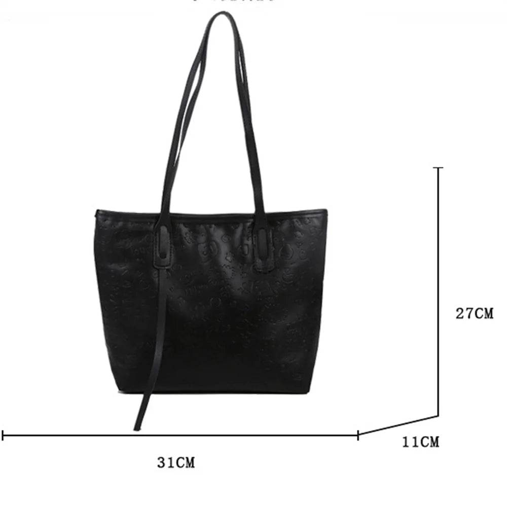 Japanese Soft Leather Shoulder Bag Large Capacity Student Tote Bag
