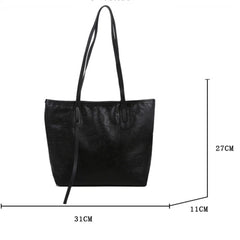 Japanese Soft Leather Shoulder Bag Large Capacity Student Tote Bag