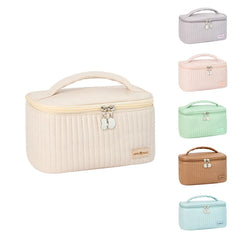 Women's Leather Travel Toiletry Case Bag Ice Cream Organizer Box