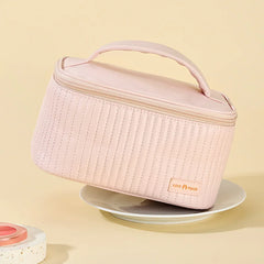 Women's Leather Travel Toiletry Case Bag Ice Cream Organizer Box