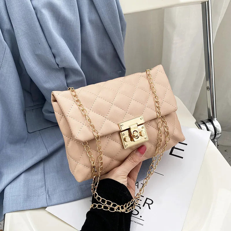 Lingge Embroidery One Shoulder Chain Bag Cover Lock Mobile Phone Bag