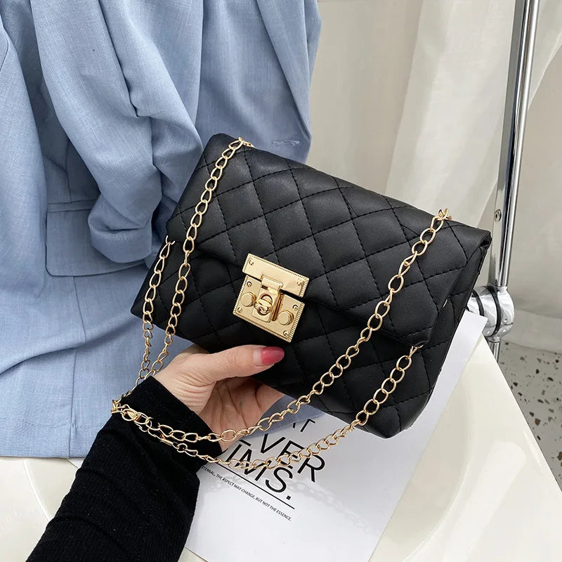 Lingge Embroidery One Shoulder Chain Bag Cover Lock Mobile Phone Bag