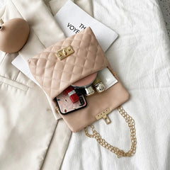 Lingge Embroidery One Shoulder Chain Bag Cover Lock Mobile Phone Bag
