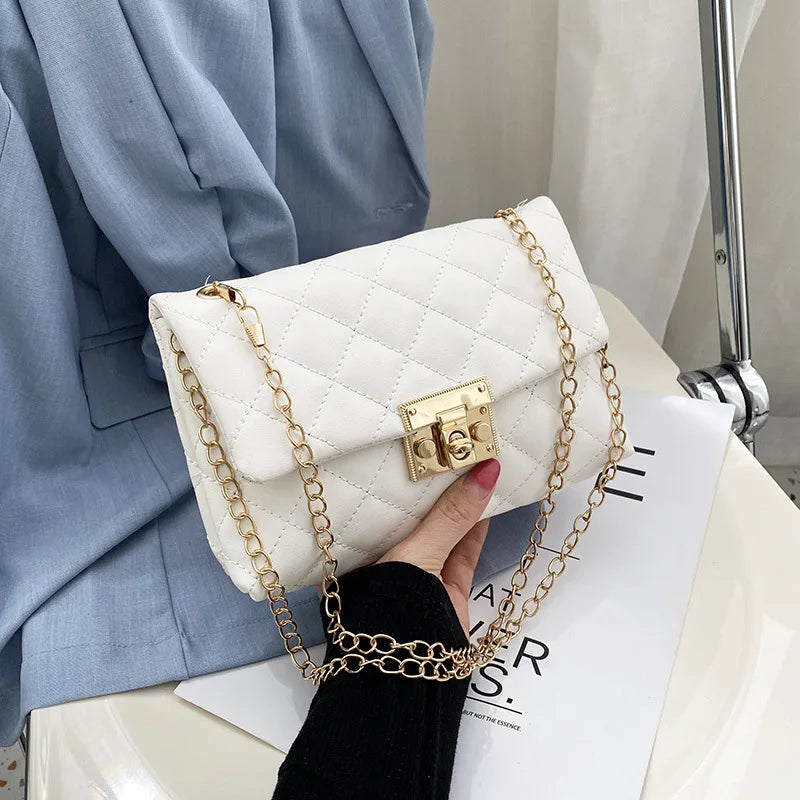 Lingge Embroidery One Shoulder Chain Bag Cover Lock Mobile Phone Bag