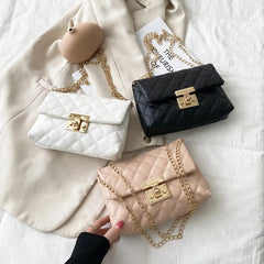 Lingge Embroidery One Shoulder Chain Bag Cover Lock Mobile Phone Bag