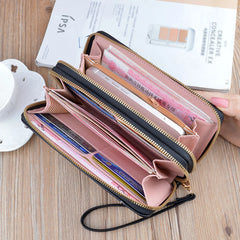 Long Double Zipper Wallet Handheld Purse Airpods Protective Sleeve