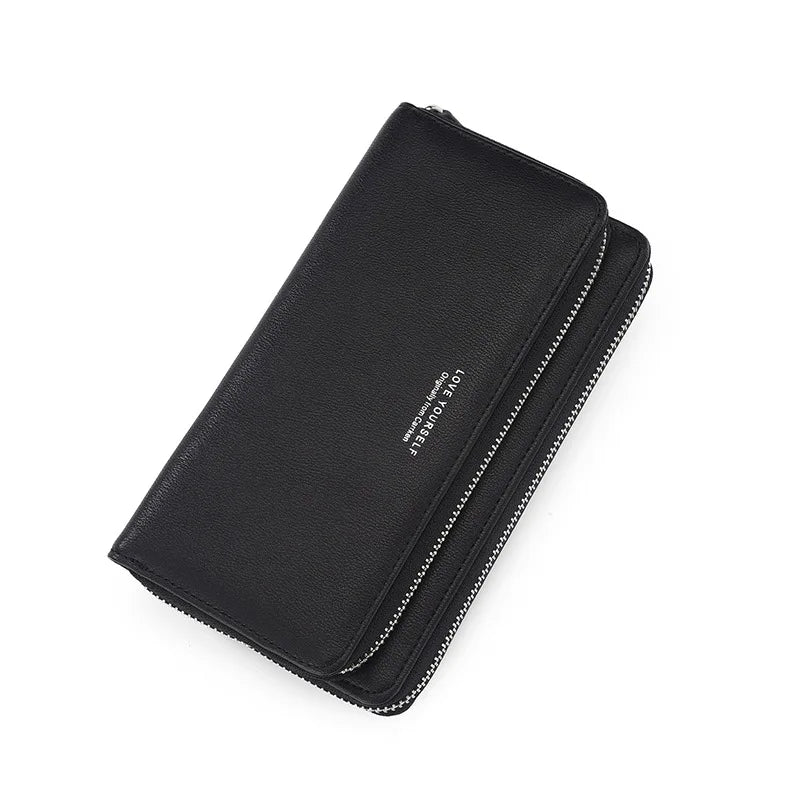 Ladies Long Purse Multifunctional Phone Bag Double Zipper Shoulder Bag