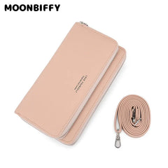 Ladies Long Purse Multifunctional Phone Bag Double Zipper Shoulder Bag