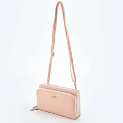 Ladies Long Purse Multifunctional Phone Bag Double Zipper Shoulder Bag