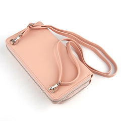 Ladies Long Purse Multifunctional Phone Bag Double Zipper Shoulder Bag