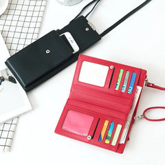 Women's Long Wallet and Shoulder Bag with Card Holder and Phone Pocket