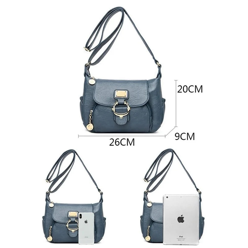 Ladies Leather Crossbody Shoulder Bag Soft Flap Bag