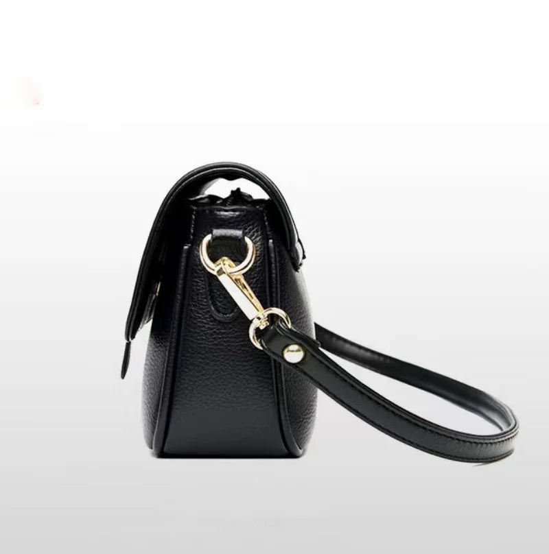 Leather Crossbody Bag Solid Small Crossbody Flap Shoulder Bag