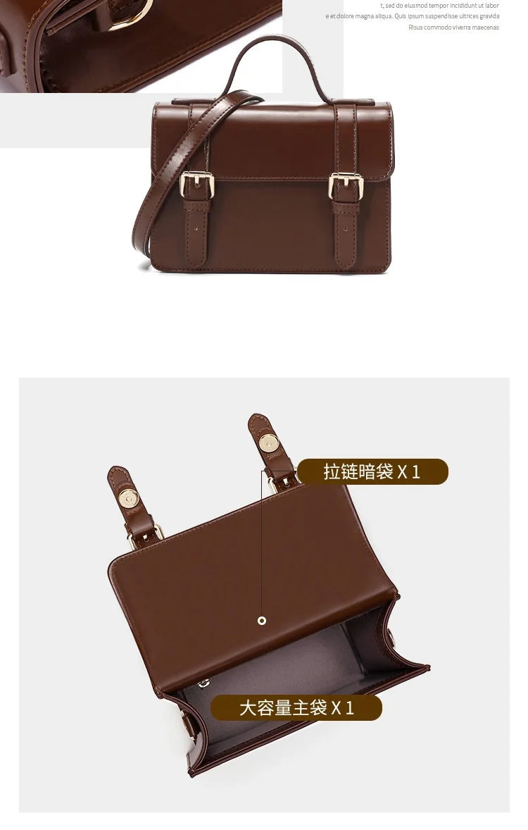 Japanese Casual Messenger Bag for Women PU Leather Square Tote
