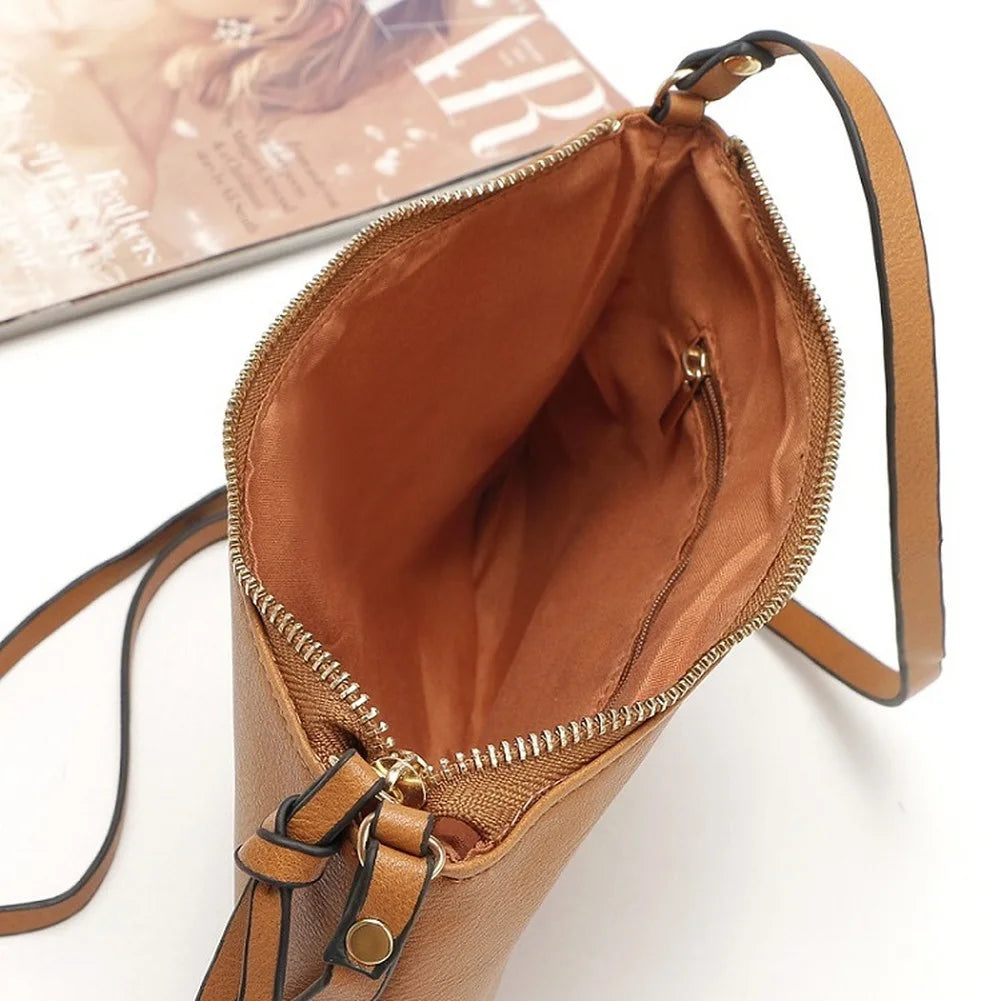 Vintage Leather Mini Shoulder Bag Crossbody Envelope Handbag