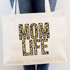 Mom Life Canvas Shopping Bags Tote Shoulder Bags Casual Totes Handbag